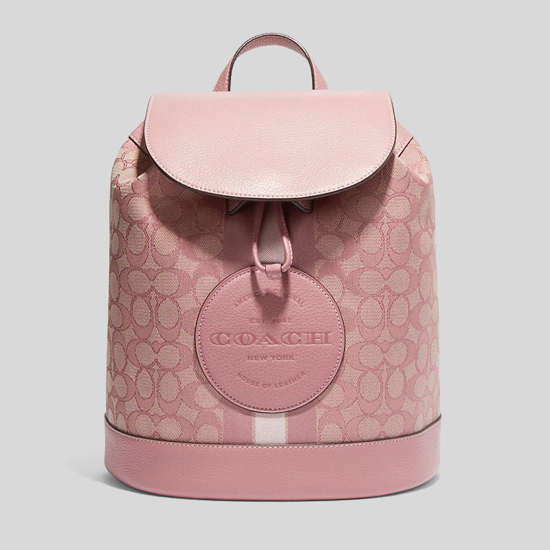 Coach (CE601) Dempsey True Pink Signature Jacquard Canvas Logo Patch  Backpack