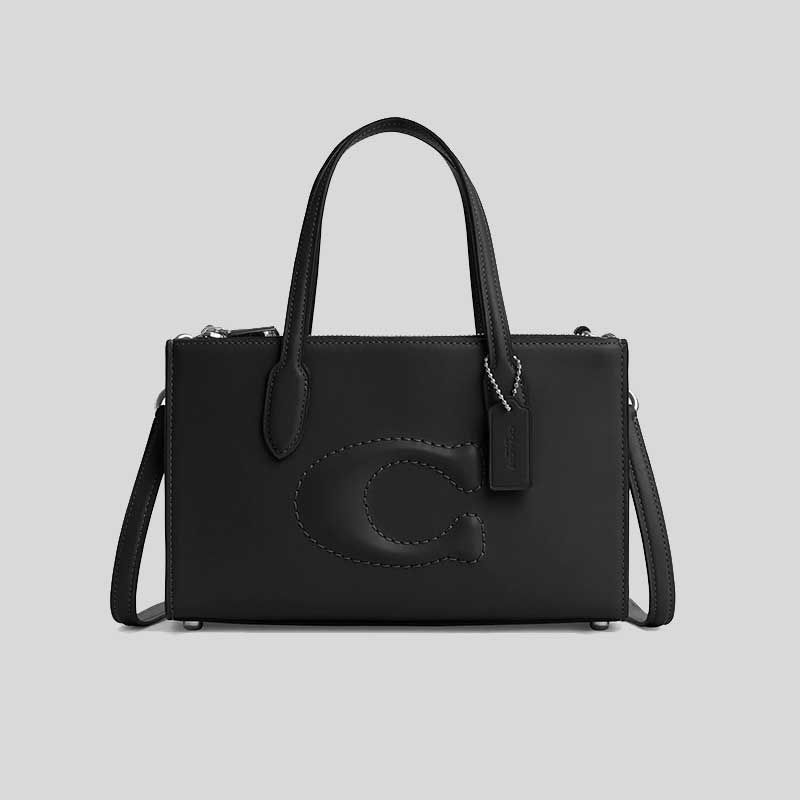 Coach black grained tote bag best sale