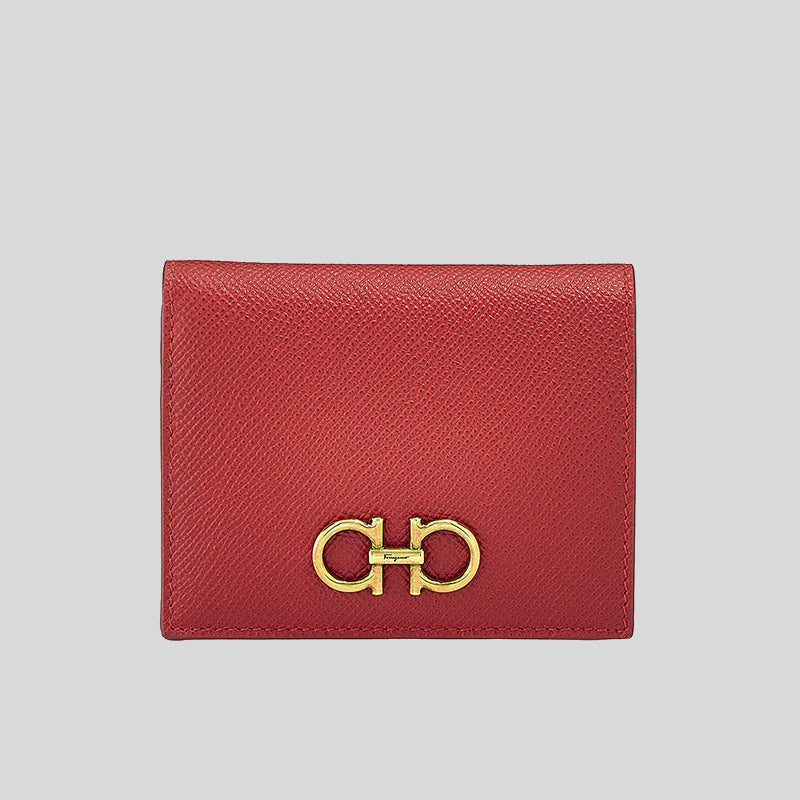 Red Leather Bifold small and compact wallet