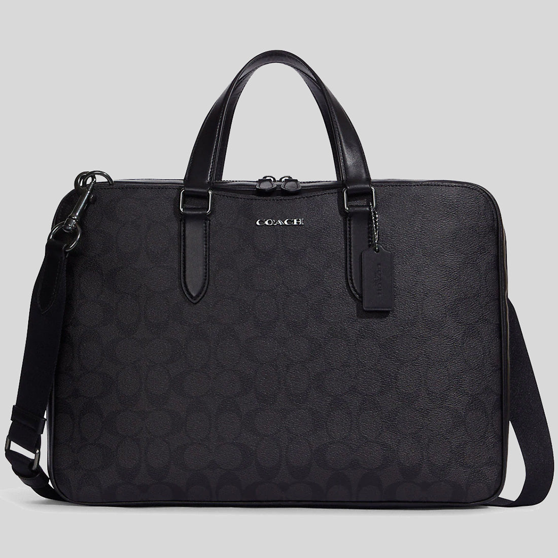 Coach Beckett Slim Brief In Signature Black Coated Canvas Laptop