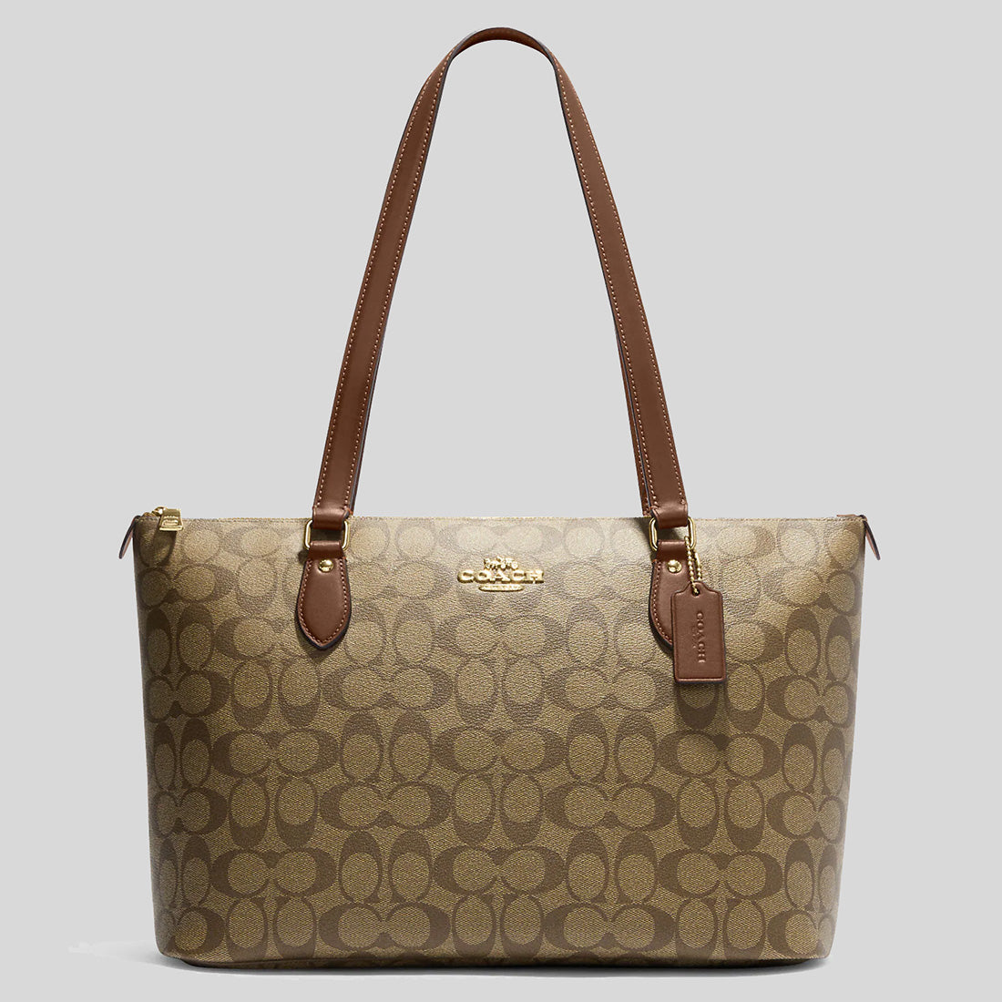 Coach Gallery Tote In Signature Canvas Khaki Saddle CH504 LussoCitta