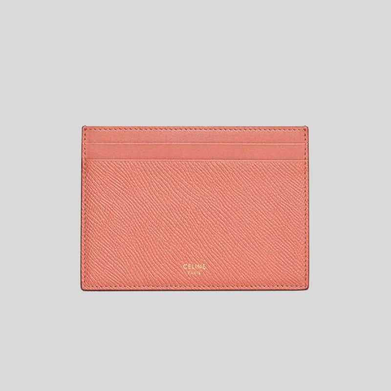 CELINE Multifunction Card Holder In Grained Leather Coral 10B763