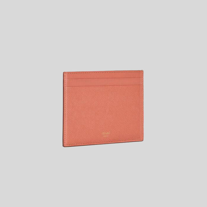 CELINE Multifunction Card Holder In Grained Leather Coral 10B763