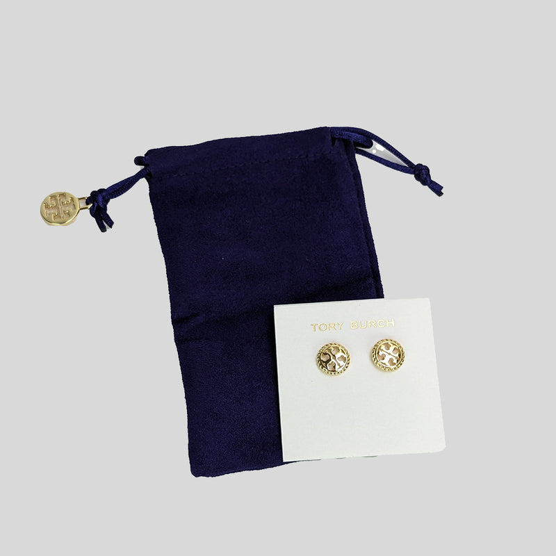 TORY BURCH Rope Logo Stud Earring Gold 136618