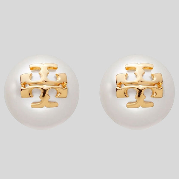 TORY BURCH Crystal-Pearl Stud Earring Ivory Tory Gold 18151