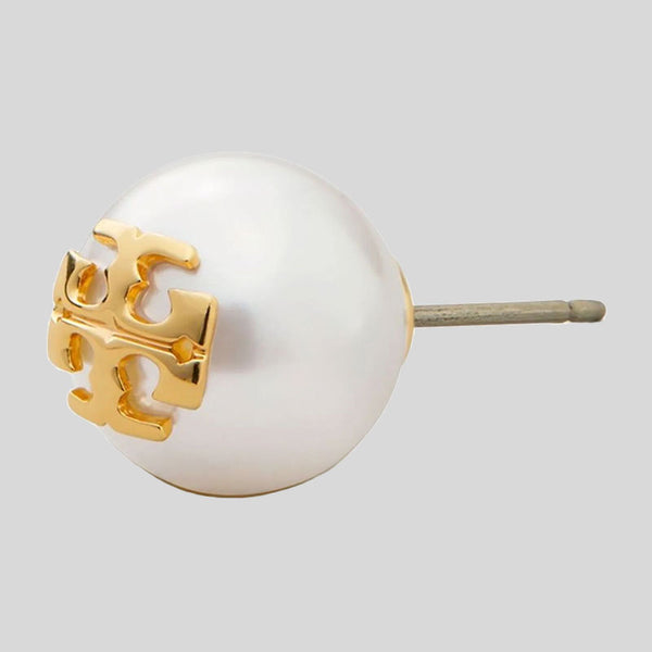 TORY BURCH Crystal-Pearl Stud Earring Ivory Tory Gold 18151