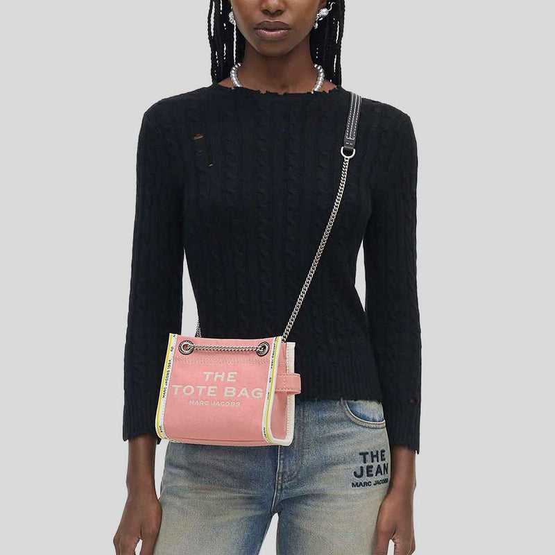 MARC JACOBS The Denim Chain Crossbody Tote Bag Ribbon Pink 2F4HCR016H05