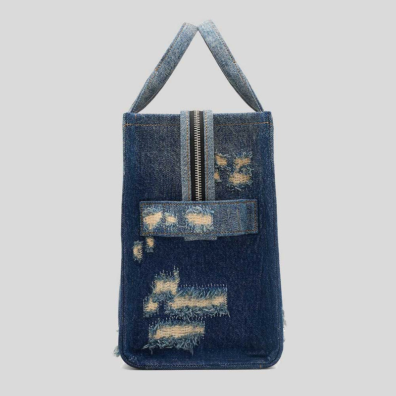 MARC JACOBS The Rip And Repair Denim Medium Tote Bag Punk Indigo 2F4HTT002H05