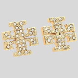 TORY BURCH Crystal T Logo Stud Earring Tory Gold 53423