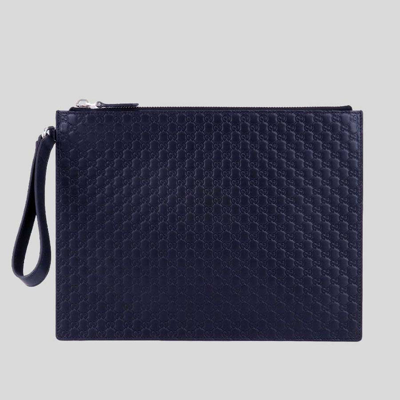 GUCCI Unisex Micro GG Leather Clutch Navy 544477