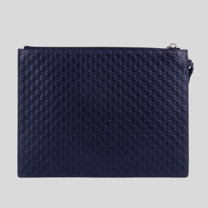 GUCCI Unisex Micro GG Leather Clutch Navy 544477