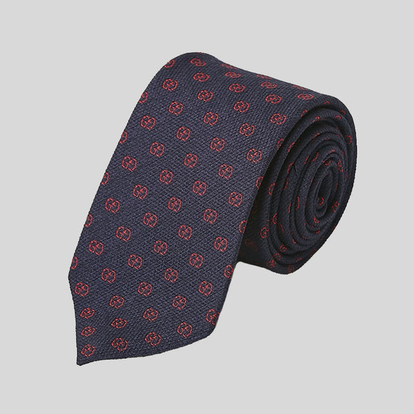 GUCCI Signature Logo Micro GGWEB Silk/Wool Tie Navy/Red logo 547303 lussocitta lusso citta