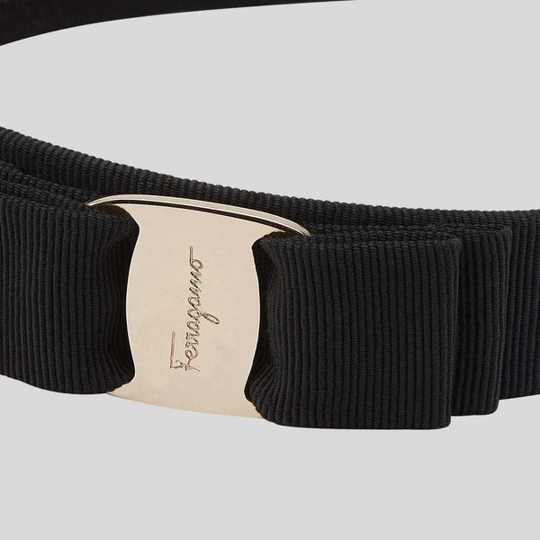 FERRAGAMO Vara Bow Wide Headband Black/Gold 572738