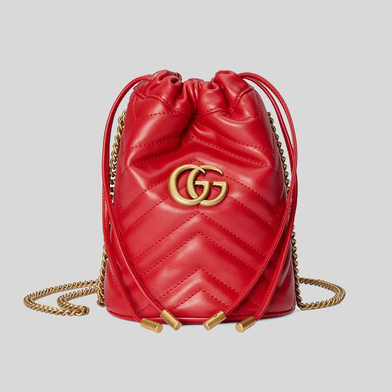 Gucci Marmont Matelasse Mini Bucket Bag Red 575163 lussocitta lusso citta