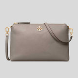 TORY BURCH Mercer Pebbled Zip Crossbody Gray Heron 61385 lussocitta lusso citta