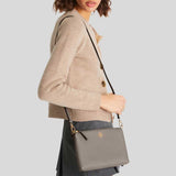 TORY BURCH Mercer Pebbled Zip Crossbody Gray Heron 61385