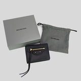 BALENCIAGA Leather Classic Flap Trifold Wallet Black 640107