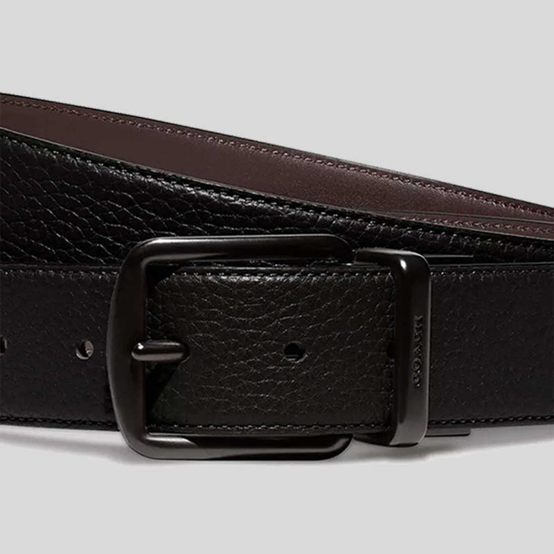 COACH Harness Buckle Cut To Size Reversible Belt, 38 Mm Black/Maple 64099