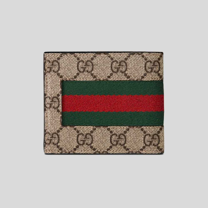 GUCCI GG Supreme Bifold Wallet With Color Stripe Brown Multi 779849