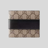 GUCCI GG Supreme Wallet With Leather Stripe Black 779859