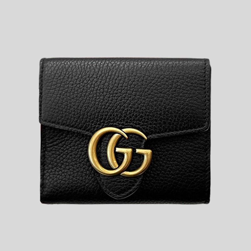 GUCCI Marmont Cellarius Leather Bifold Wallet Black 782749