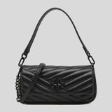 TORY BURCH Small Kira Chevron Flap Shoulder Bag Black/Black 90457 lussocitta lusso citta