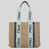 Chloe Woody Medium Tote Bag Green Blue CHC23AS383L1797S