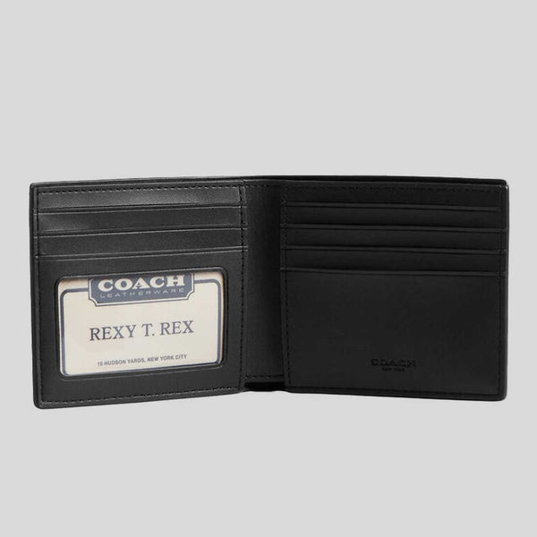 COACH Id Billfold Wallet In Signature Canvas Charcoal/Black CY394