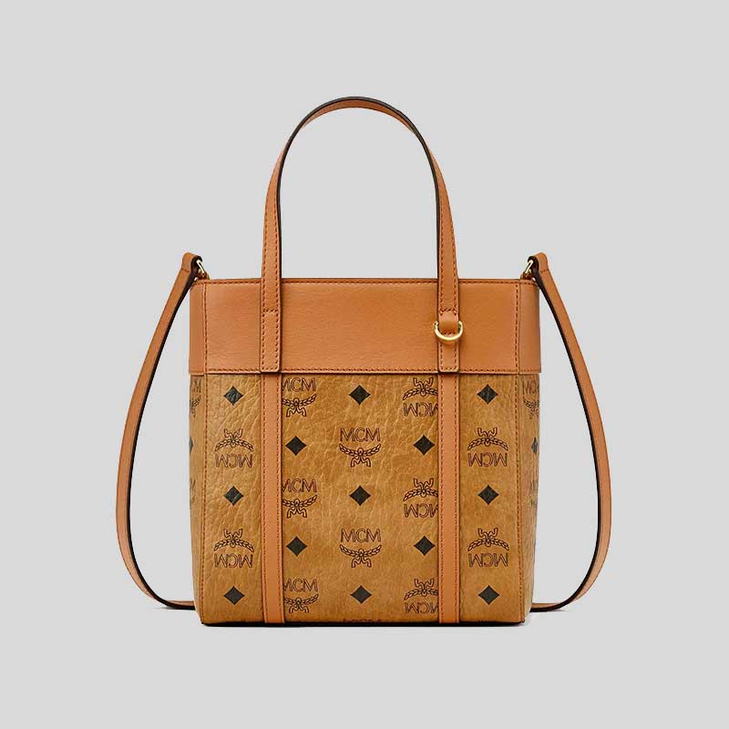 MCM Toni Top-Zip Shopper In Visetos Leather Mix Cognac MWPDSTA01CO001 lussocitta lusso citta