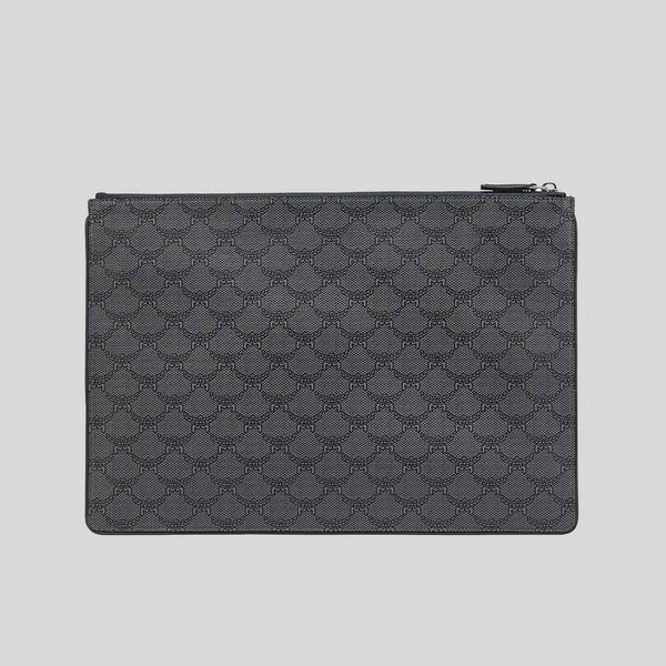 MCM Himmel Zip Pouch In Lauretos Dark Grey MXZEAAC08ED001