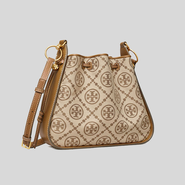 Tory Burch T Monogram Jacquard Bell Bag Hazelnut 139098