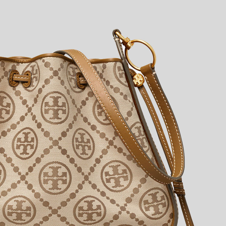 Tory Burch T Monogram Jacquard Bell Bag Hazelnut 139098