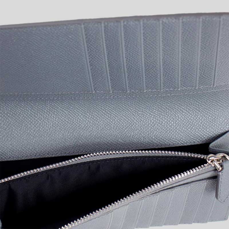 BURBERRY Embossed Logo Cavendish Grand Leather Long Bifold Wallet Store Grey 80742781