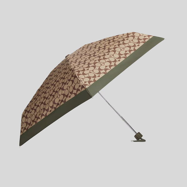 COACH Uv Protection Signature Mini Umbrella Khaki Military Green C4322