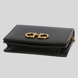 Salvatore Ferragamo Calf Leather Small Wallet On Chain Black 0746680