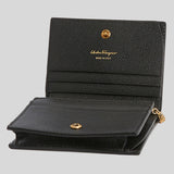 Salvatore Ferragamo Calf Leather Small Wallet On Chain Black 0746680