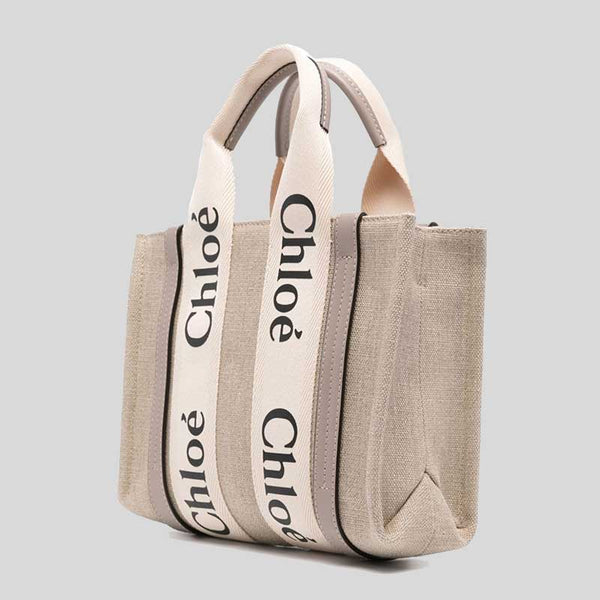 CHLOE Small Woody Tote Bag Musk Grey CHC22AS397I2600O