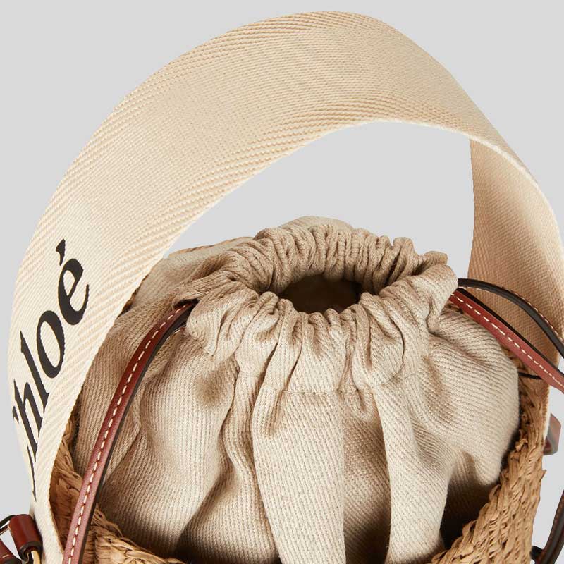 CHLOE Small Woody Basket In Natural Fibers White CHC22SS381G55101