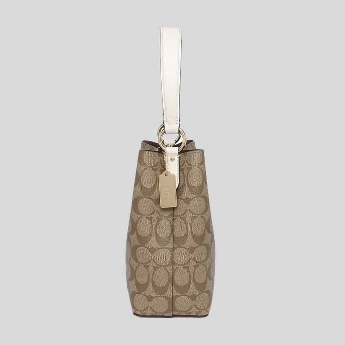 COACH Small Town Bucket Bag In Signature Canvas Khaki Chalk 2312