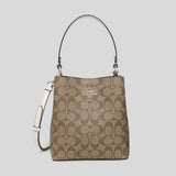 COACH Small Town Bucket Bag In Signature Canvas Khaki Chalk 2312 lussocitta lusso citta