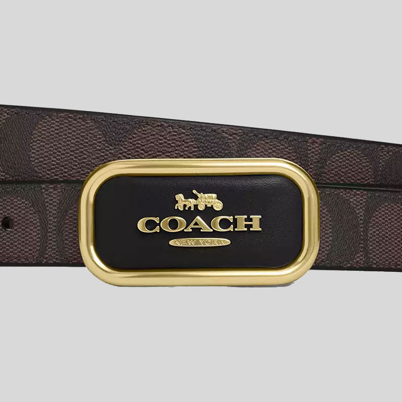 COACH Women's Signature Buckle Cut To Size Reversible Morgan Belt Brown Black CR436