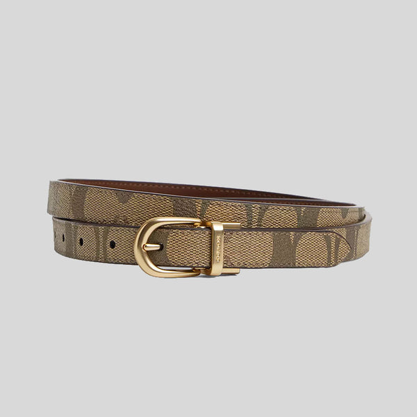 COACH Women's Classic Buckle Cut To Size Reversible Belt Khaki Saddle CR443