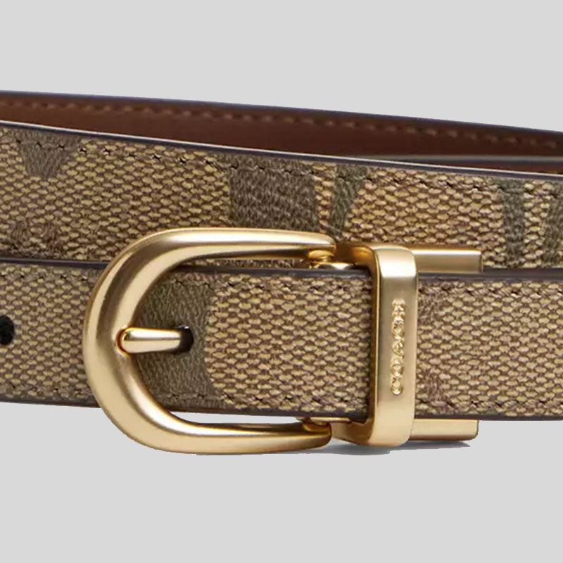 COACH Women's Classic Buckle Cut To Size Reversible Belt Khaki Saddle CR443