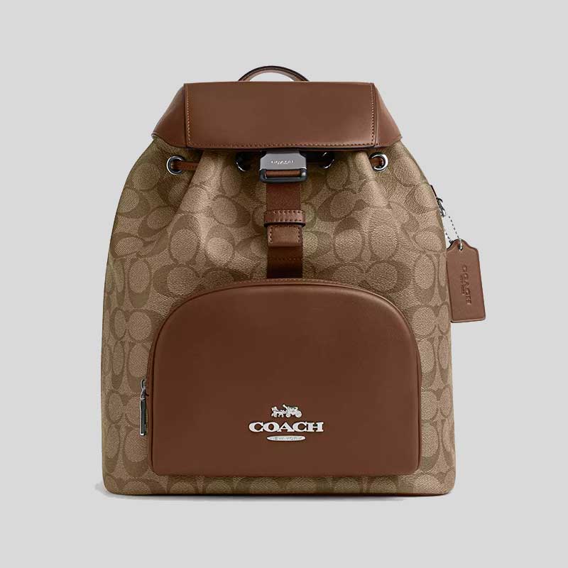 COACH Pace Large Backpack In Signature Canvas Khaki Saddle CT810 ...