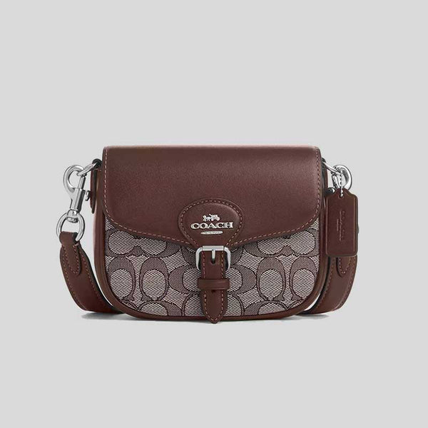 COACH Amelia Saddle Bag In Signature Jacquard Maple CU982