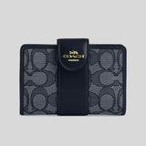 COACH Medium Corner Zip Wallet In Signature Jacquard Midnight Navy CU987