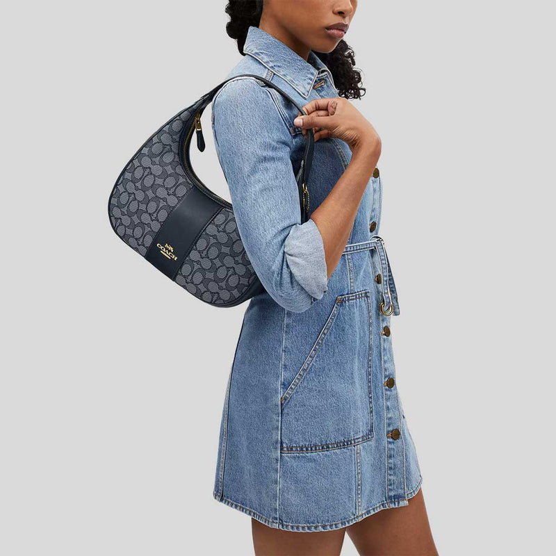 COACH Carmen Shoulder Bag In Signature Jacquard Navy/Midnight CV001