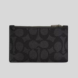 COACH Zip Card Case In Signature Canvas Charcoal/Black CV764