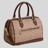 COACH Rowan Satchel Bag In Signature Canvas Tan/Brown CV961