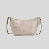 COACH Zip Top Crossbody Bag In Signature Canvas Champagne Multi CW338